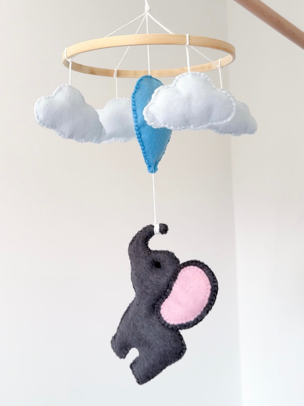 Elephant and Balloon Baby Mobile - Blue