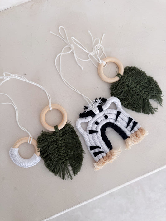 Zebra Macramé Baby Play Gym Toy Set