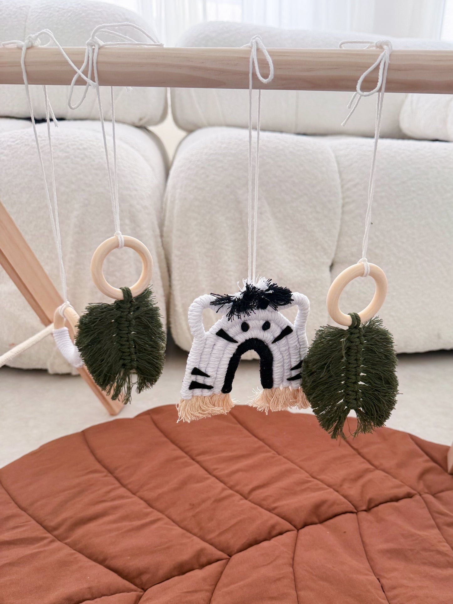 Zebra Macramé Baby Play Gym Toy Set
