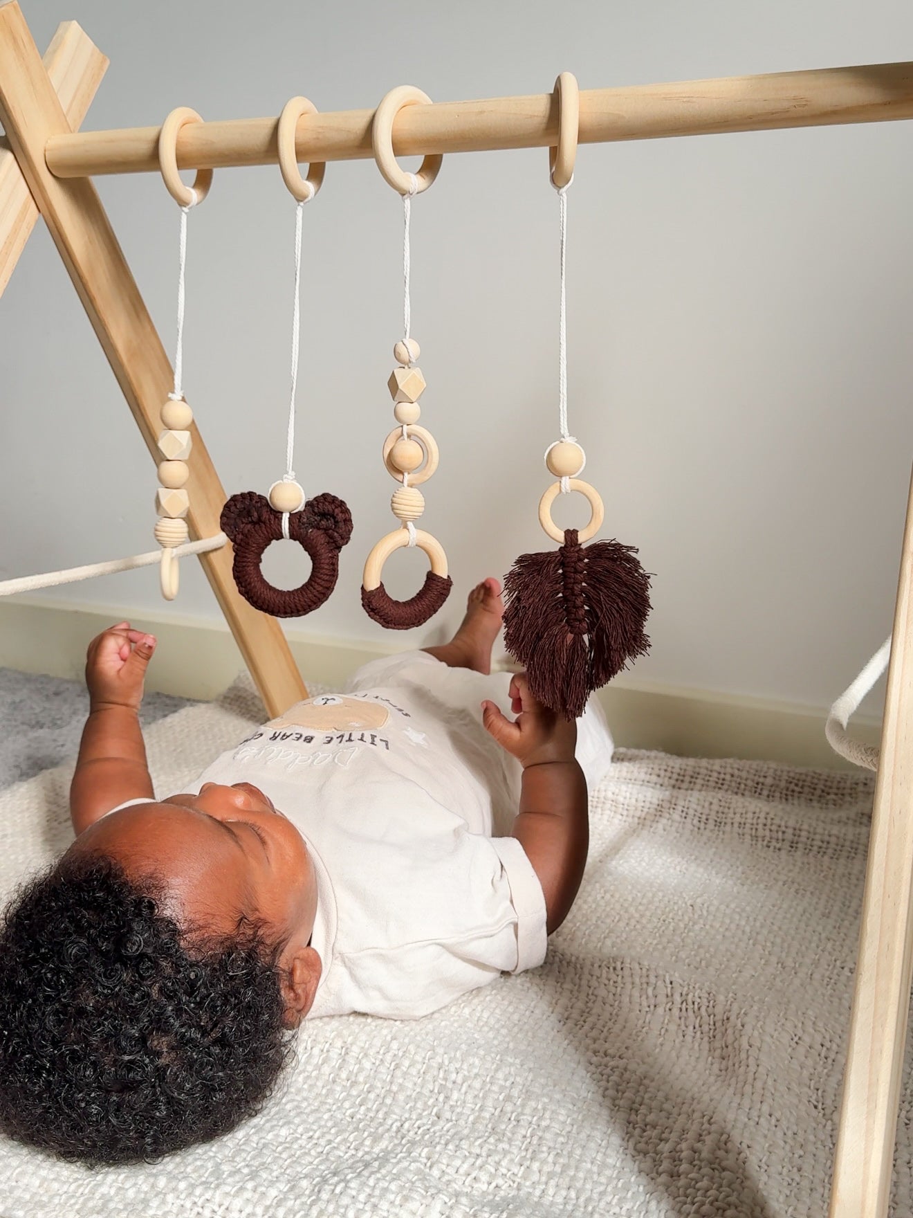 Wooden Baby Play Gym - Brown Bear Set