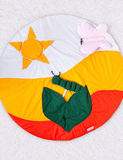 Baby Sensory Play Mat – Sunshine & Butterfly with Mirror and Rattle