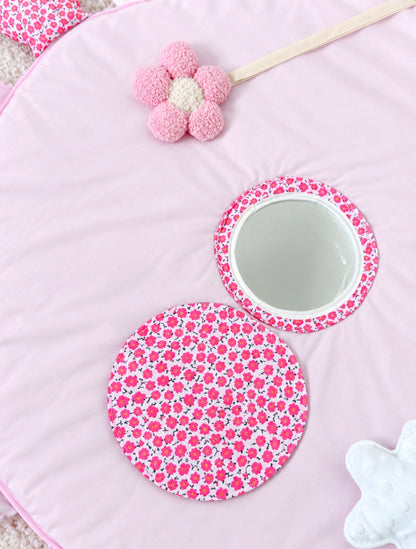 Baby Sensory Play Mat – Pink Flower with Mirror, Rattle & Crinkle Star