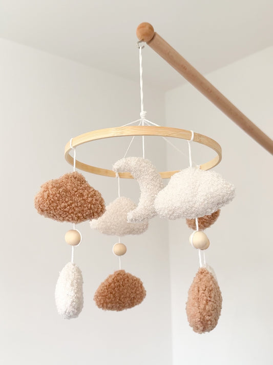 Bouclé Moon & Clouds Baby Mobile