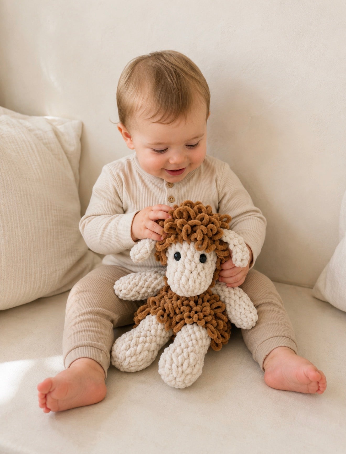 Handmade Crochet Lamb Plush Toy – Soft Amigurumi Stuffed Animal