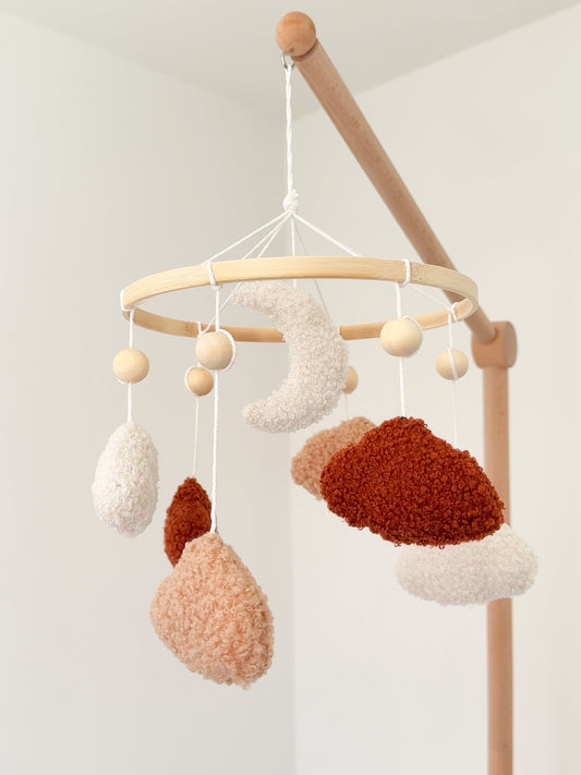 Bouclé Moon & Clouds Baby Mobile