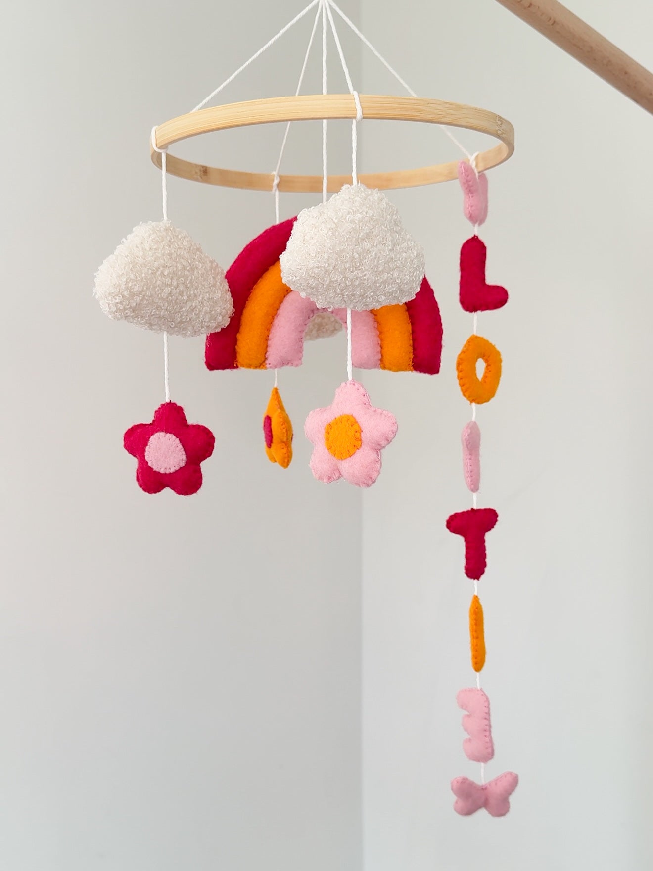 Flower and Rainbow Personalised Baby Mobile