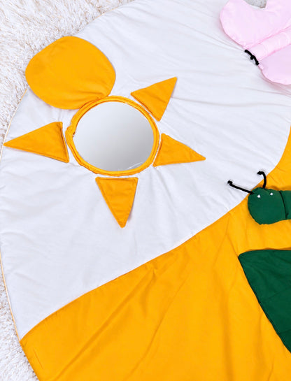 Baby Sensory Play Mat – Sunshine & Butterfly with Mirror and Rattle