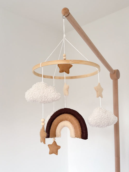 Rainbow and Bouclé Clouds Baby Mobile