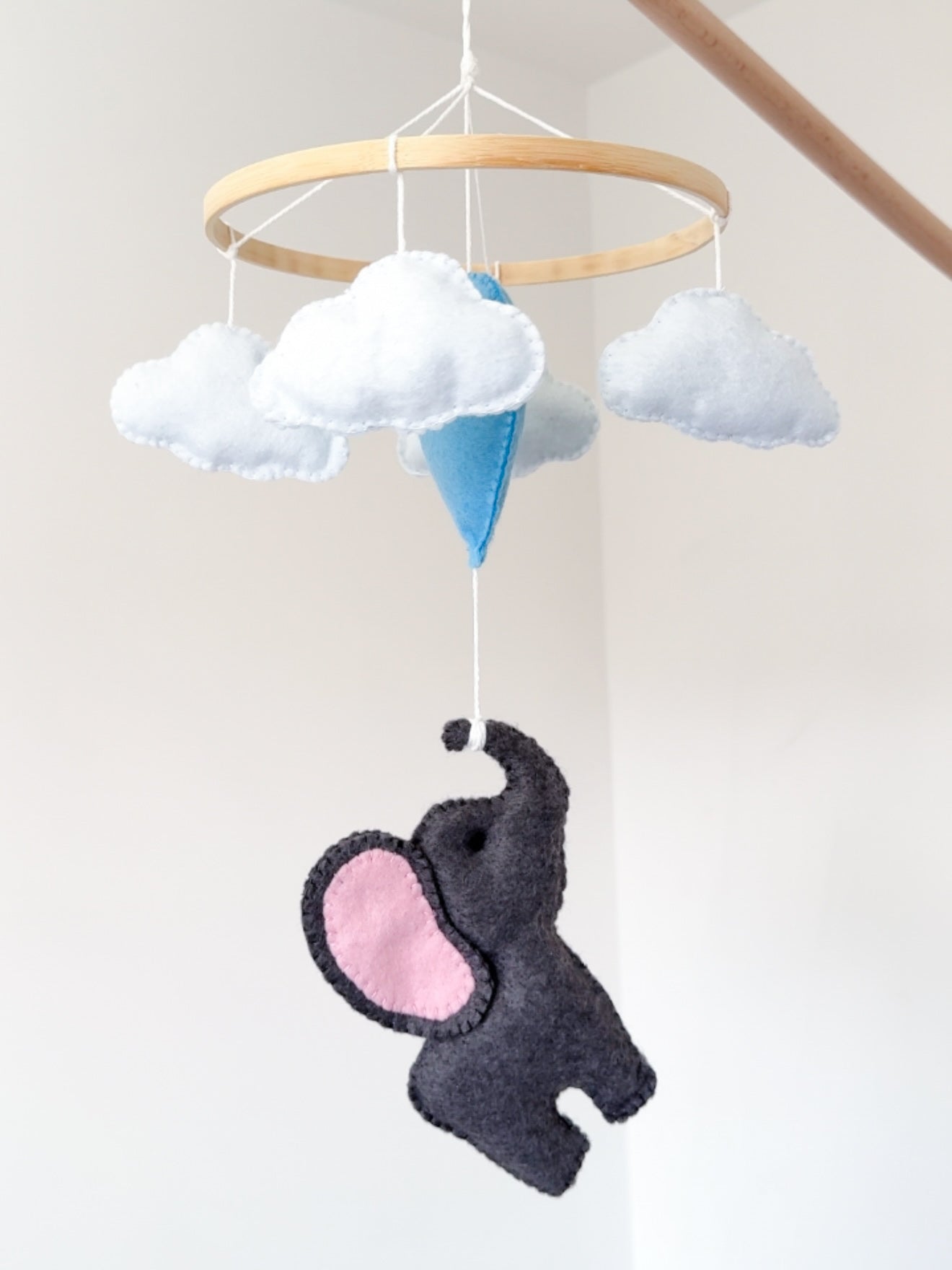 Elephant and Balloon Baby Mobile - Blue