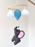 Elephant and Balloon Baby Mobile - Blue