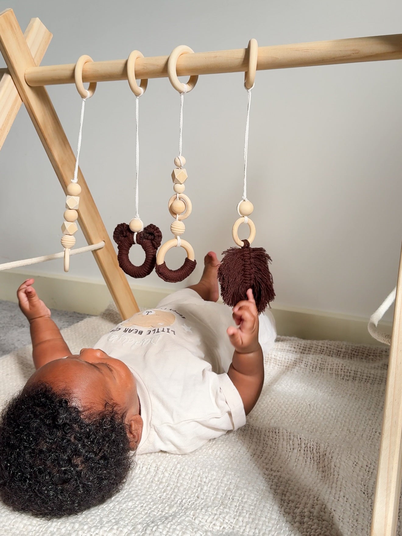 Wooden Baby Play Gym - Brown Bear Set