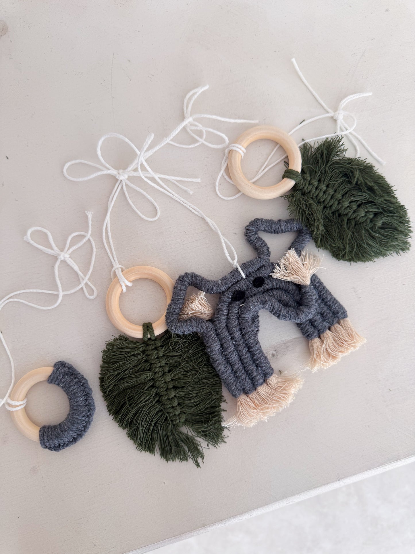 Elephant Macramé Baby Play Gym Toy Set