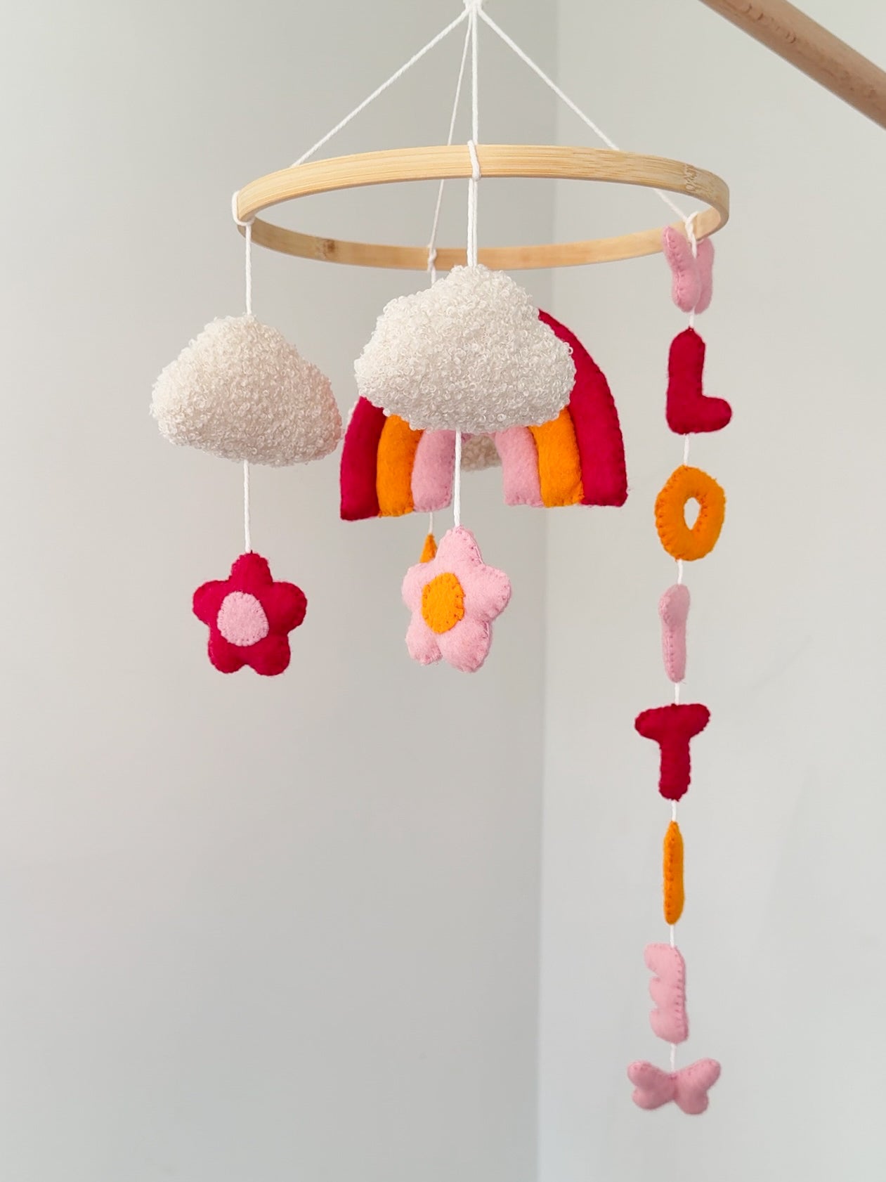 Flower and Rainbow Personalised Baby Mobile