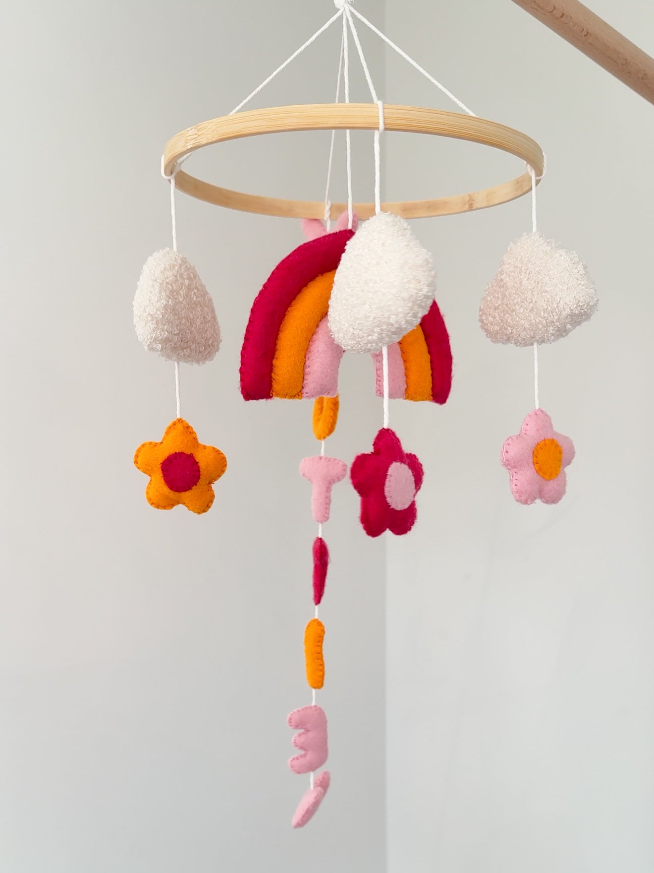 Flower and Rainbow Personalised Baby Mobile