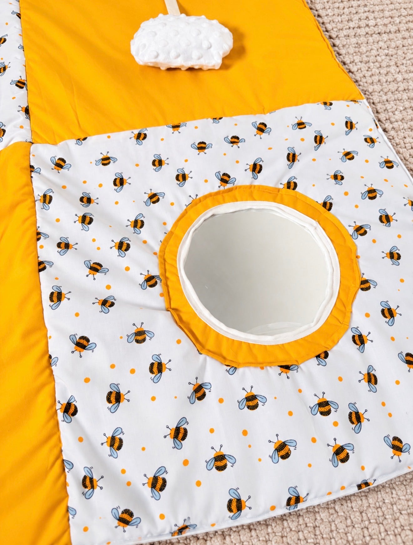 Baby Sensory Play Mat – Bumblebee with Mirror & Crinkle Cloud