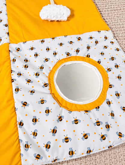 Baby Sensory Play Mat – Bumblebee with Mirror & Crinkle Cloud