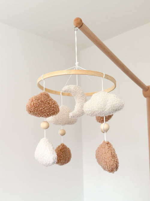 Bouclé Moon & Clouds Baby Mobile