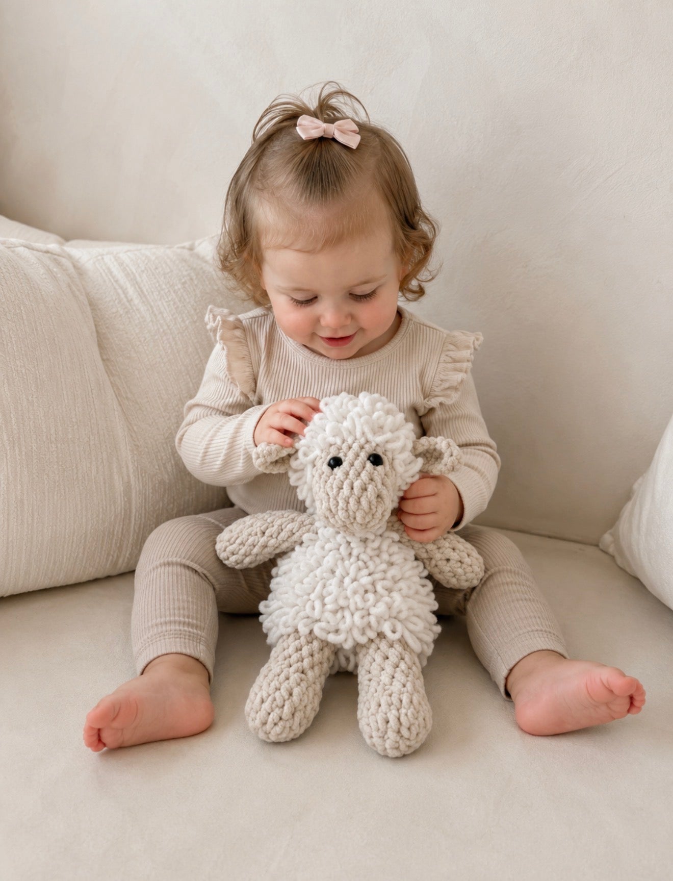 Handmade Crochet Lamb Plush Toy – Soft Amigurumi Stuffed Animal