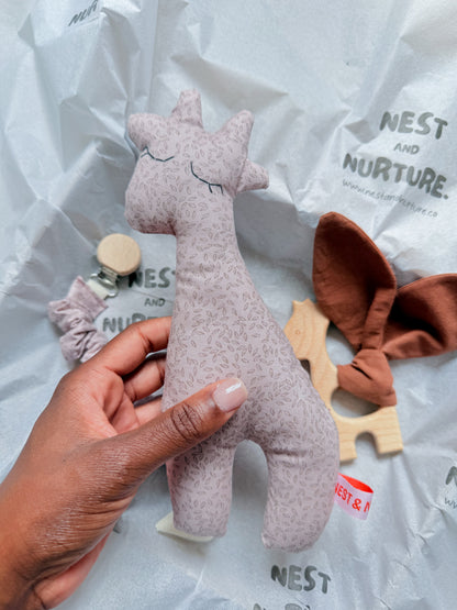 Blush Meadow Giraffe Baby Gift Set | Rattle, Teether & Pacifier Clip