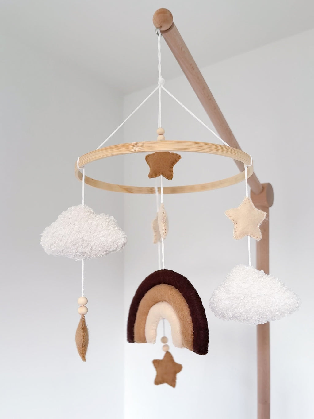 Rainbow and Bouclé Clouds Baby Mobile