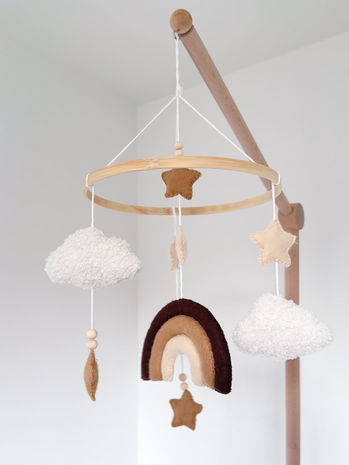 Rainbow and Bouclé Clouds Baby Mobile
