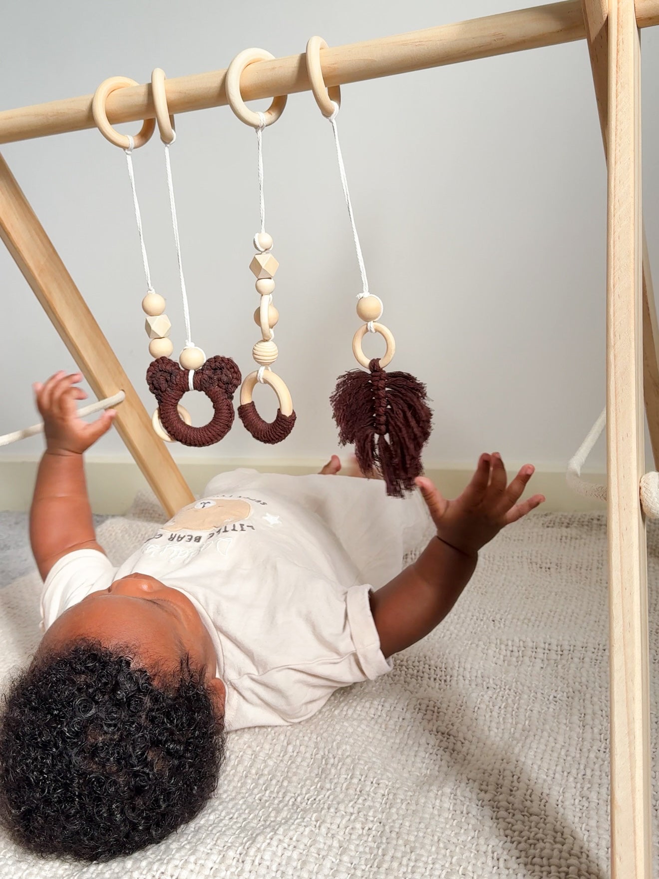 Wooden Baby Play Gym - Brown Bear Set