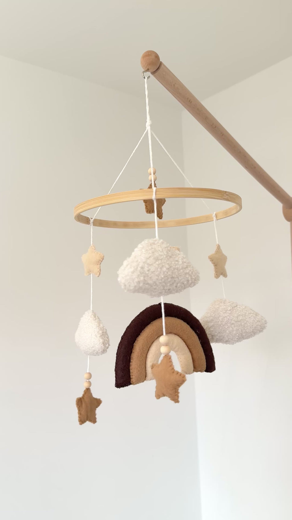Rainbow and Bouclé Clouds Baby Mobile