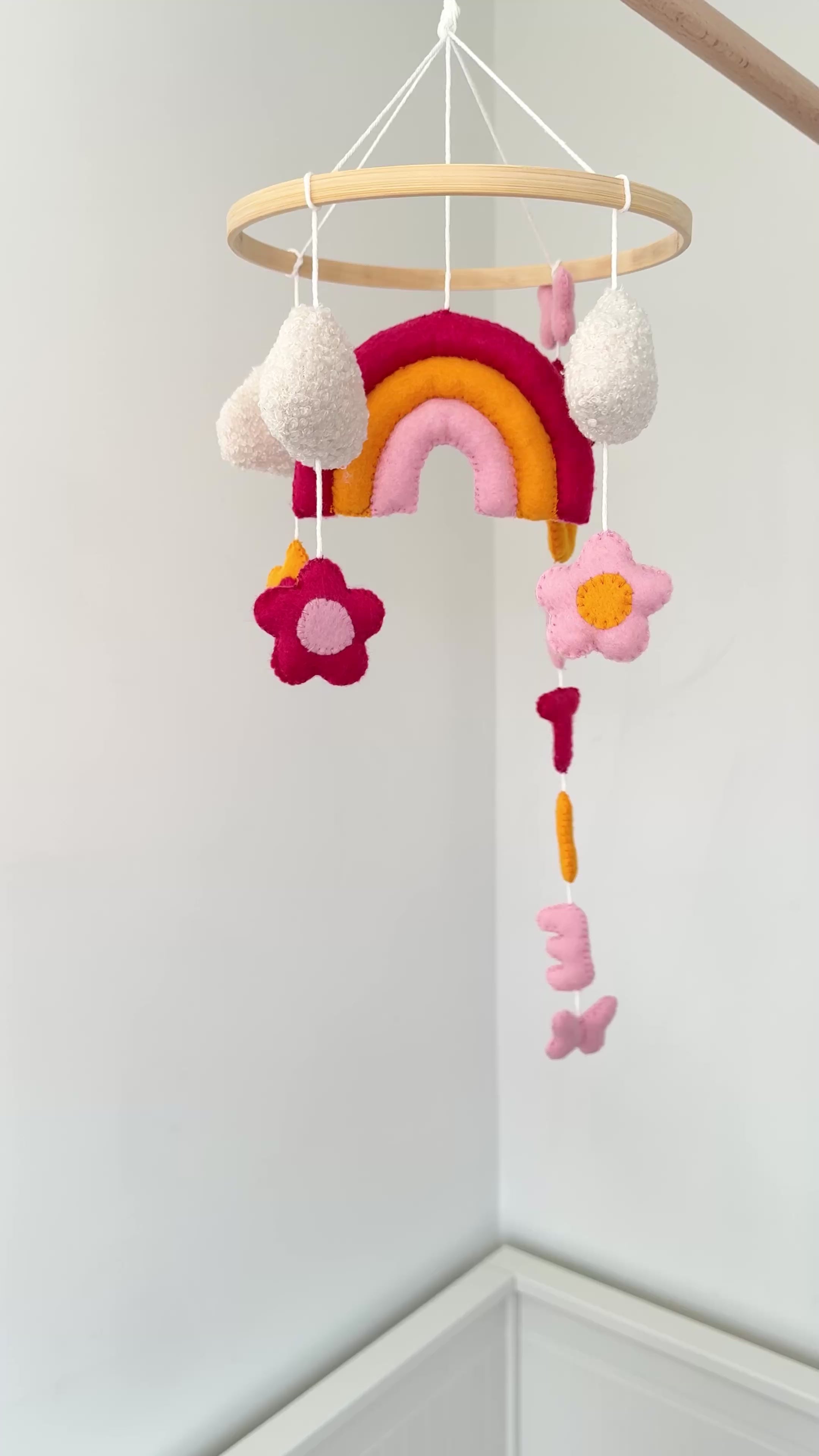 Flower and Rainbow Personalised Baby Mobile